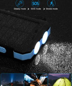 Power-Bank-Portable-Solar-Charger-30000mAh Battery Pack with Emergency LED Flashlight & 2x2.1A USB-A Output Ports Compatible with iPhone 14/13 Series, Samsung, and More, Perfect for Hiking, Camping Blue&Black 26 71rEmmmAFbL 2