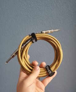 GLS Audio Instrument Cable - 1/4 Inch TS to 1/4 Inch Instrument Cable for Bass/Electric Guitar- Brown/Yellow Braided Tweed, 15ft 15 Ft. Straight Gold 33 71rFkO6j yL