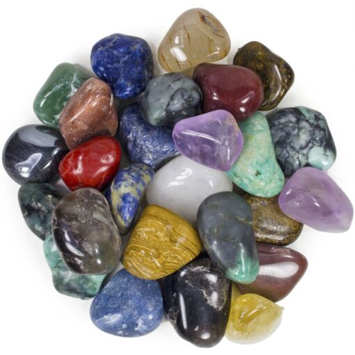 Hypnotic Gems 2 Pounds Brazilian Tumbled Polished Natural Stones Assorted Mix - Medium Size - 1" to 1.5" Avg. #D: Medium 2 Lb Bag