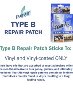 Alternative view of TEAR-AID Vinyl Seat Repair Kit, Type B Clear Patch for Vinyl and Vinyl-Coated Materials, Works On Cars, Motorcycles, Jetski, Boats & More, Blue Box Seat Repair (Pack of 1)