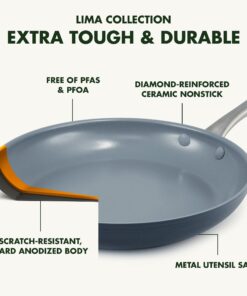 GreenPan Lima Hard Anodized Healthy Ceramic Nonstick 12 Piece Cookware Pots and Pans Set, PFAS-Free, Oven Safe, Gray 28 71rGrc0YIL