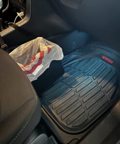 KMMOTORS Car Trash Can, Leather Trash Bag Foldable Hanging bin, Cute car Gadgets, Garbage Container, Vegan Leather(Medium, Black) Medium 41 71rHxnIEvGL