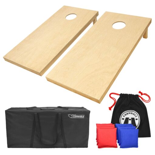 GoSports Solid Wood Premium Cornhole Set - Choose Between 4 Feet x 2 Feet or 3 Feet x 2 Feet Game Boards, Includes Set of 8 Corn Hole Toss Bags Regulation Size (4ft x 2ft)