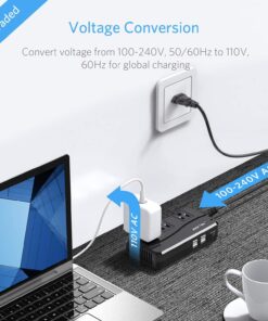 BESTEK Universal Travel Adapter 220V to 110V Voltage Converter with 6A 4-Port USB Charging and UK/AU/US/EU Worldwide Plug Adapter (Black) 02 black 21 71rLSiHIwL