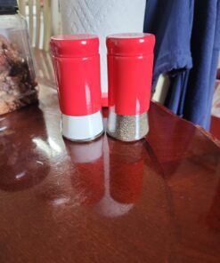 Retro-Styled Stainless Steel Salt and Pepper Shakers (Red), By Home Basics | 2 Piece Shakers for Salt, Pepper, Cumin, Cinnamon, Paprika, and More | With See-Through Glass Bases Red 1 of Each 29 71rM3VRoI6L