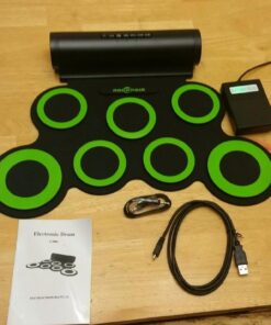 PAXCESS Electronic Drum Set, Roll Up Drum Practice Pad Midi Drum Kit with Headphone Jack Built-in Speaker Drum Pedals Drum Sticks 10 Hours Playtime,Great Holiday Birthday Gift for Kids green 51 71rMOJ0oDpL
