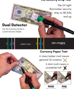 Dri Mark Dual Test - The Original Smart Money Pen with UV LED Cap Counterfeit Detector System - Plus 2 Free Detector Pens - Money Loss Prevention - Fraud Protection, Black, 3 Count (Pack of 1) 32 71rNFqtYVL