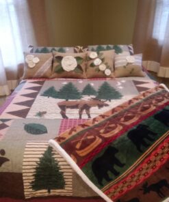 Greenland Home Moose Lodge Quilt Set, King, Natural 31 71rNoYQs hL