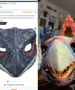 Mattel Jurassic World Dominion Therizinosaurus Dinosaur Mask with Opening Jaw, Costume and Role-Play Slasher Dino Mask 39 71rO3tqUi2L 1