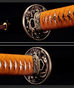 siwode Handmade Katana,Xin New Rope, Full Tang,Japanese Ninja Samurai Real Sword (T10 Clay_Tempered) 40-Inch Hollow Dragon Copper Tang 32 71rOlHnvweL
