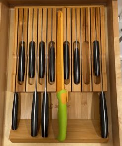 Utoplike In-Drawer Bamboo knife block, Drawer Knife Set Storage, Knife Organizer and Holder with Slots for 16 Knives and 1 Sharpening Steel (Not Included)-Kitchen Drawer, Counter Top 32 71rPD8TPoKL
