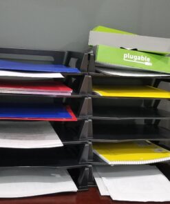 Rubbermaid Regeneration Letter Tray, Six Tier, Plastic, Black A4-size documents and folders 14 71rPw3rNHwL