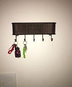 iDesign Twillo Mail and Key Holder, Decorative Wall Mounted Key Rack Organizer Pocket and Letter Sorter Holder for Entryway, Kitchen, Mudroom, Home Office Organization, 10.5" x 2.5" x 4.5", Bronze Mail & Key Rack 39 71rSMWmWhfL