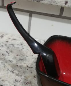 Happy Sales Melamine Soba, Rice Spoons, Chinese Won Ton Soup Spoon, Asian Red and Black, 6 Pack Notch & Hook Style 17 71rTG0Y3MtL