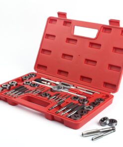 EFFICERE 40-Piece Premium Tap and Die Set, SAE Unified Screw Thread, Size #4 to 1/2” | Include UNC Coarse, UNF Fine and NPT Threads | Essential Threading Tool Kit with Complete Handles and Accessories 26 71rTcvF4fQL