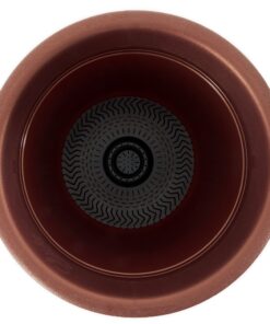 The HC Companies 16 Inch Sierra Round Self Watering Planter - Weather Resistant Plastic Resin Flower Garden Plant Pot Container, Rustic Redstone 16" 17 71rUw3E1FML