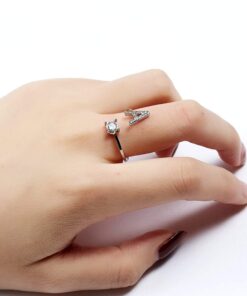 RINHOO Initial Knuckle Rings and Brooch Pin Silver Crystal 26 A-Z Letter Alphabet Adjustable Ring for Women Girl jewelry 8 71rWp45YqdS