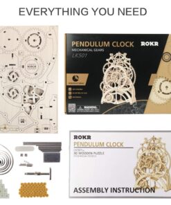 ROKR 3D Wooden Mechanical Pendulum Clock Puzzle,Mechanical Gears Toy Building Set,Family Wooden Craft KIT Supplies-Best Birthday Gifts for Kids Adults to Build 17 71rWucl1CrL