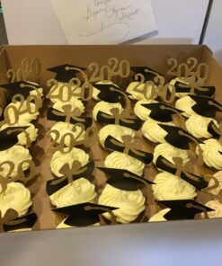 YuBoBo 2024 Graduation Cupcake Toppers, 48 PCS Food/Appetizer Picks For Graduation Party Mini Cake Decorations, Diploma, 2024, Grad Cap Set 48 Pieces (Gold) Gold 37 71rX lOBuaL