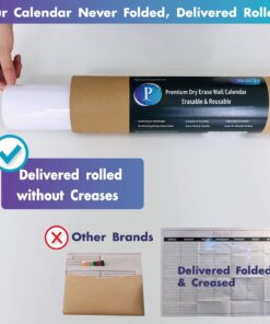 Dry Erase Monthly Extra Large White board Calendar for Wall, 38" by 50", Jumbo Laminated Erasable One Month Whiteboard Calendar, Huge Oversized Blank 30-Day Poster with Lines and Squares 22 71rXQSN4JSL