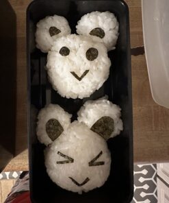 Japanese Traditional Rabbit Blossom Bento Box Set - Square 2 Tier Bento Box, Rice Ball Press, Bento Bag (Blue) 50 71rYOww583L