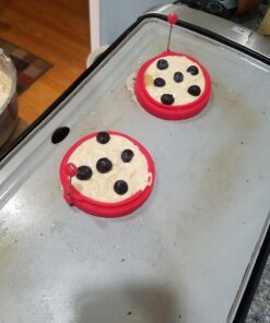 PROFESSIONAL Silicone Egg Ring, Pancake mold Best egg mold for breakfast sandwiches, Omelets and More, Nonstick Mold Ring, Round Red (Pack of 4) and free e-book by ABAM 35 71rYPBsp0nL