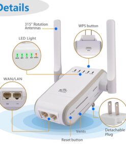 Alternative view of DHMXDC Wireless-N 300Mbps WiFi Range Extender Wireless Router/Repeater/AP/WPS Mini Dual External Antennas Wireless Booster Signal Wireless Access Point