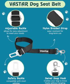 Vastar 2 Packs Adjustable Pet Dog Cat Car Seat Belt Safety Leash Vehicle Seatbelt Harness Black 22 71rZUuDIeL