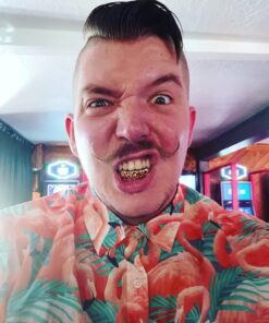 TOPGRILLZ Gold Grills for Your Teeth 18K Gold Plated Hip Hop Custom Fit Polished Teeth Grillz for Men and Women with 4 Silicon Molding Bars Rapper Costume Gold 6 Fangs 35 71raDUxSOsL