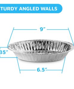 MontoPack 9” Aluminum Foil Pie Pans | Round Disposable Containers with Angled Walls for Tart Baking, Storing, Serving & Reheating | Freezer and Oven Safe, Recyclable | 50-Pack of Cake Tins 9 Inch Pie/Tart Pans (50 Pack) 17 71rbLmV6pOL