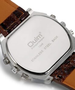 Men's Watch Oversize Steampunk Dual Time Zone Four Dial Big Face Soft Leather Band Policy Army Compass Thermometer Decorative Dial Cool Wrist Watch Christmas brown 17 71rbjHCqdJL