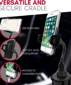 Macally Car Cup Holder Phone Mount - Secure Cupholder, Fit for Phones up to 4.1" Wide, Black 26 71rcKyj2nVL