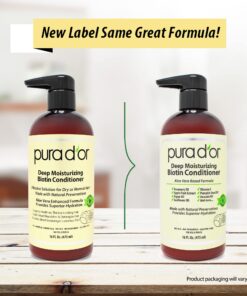 PURA D'OR Deep Moisturizing Biotin Conditioner (16oz) Thickens, Softens, & Moisturizes Dry, Frizzy, Damaged Hair w/Argan Oil, Pumpkin, Rosemary, Honeysuckle, Vitamin E, Men Women (Packaging may vary) 16 Fl Oz (Pack of 1) 27 71rcotvrjvL