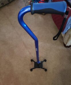 Vive Quad Cane - Walking Stick for Men and Women - Lightweight Adjustable Staff - Comfortable Right and Left Hand Grip for Stability Support - Four Prong Sturdy Aluminum Travel Aid - 4 Tip Blue 21 71rdv g3HzL