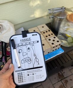 GoSports Giant Wooden Playing Dice Set with Rollzee and Farkle Scoreboard - Includes 6 Dice, Dry-Erase Scoreboard and Canvas Tote Bag - Choose 2.5 Inch or 3.5 Inch Dice) 3.5 Inch Natural Wood Dice 29 71rgbYykTnL