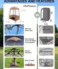 Alternative view of Sports Tent, MioTsukus Instant Weather Proof Pod, Pop Up Bubble Clear View Tent, All Weather Shelter with Extra Top Cover for Soccer, Football, and Other Outdoor Events- 1~4 People 40"l X 46"w X 65"h (1~2 Person)