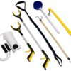 RMS Premium 7-Piece Hip Knee Replacement Kit with Leg Lifter, 19 and 32 inch Rotating Reacher Grabber, Long Handle Shoe Horn, Sock Aid, Dressing Stick, Bath Sponge - for Knee or Back Surgery Recovery 7 Piece Set 28 71riQyzSQxL