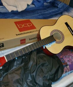 Best Choice Products 38in Beginner All Wood Acoustic Guitar Starter Kit w/Gig Bag, Digital Tuner, 6 Celluloid Picks, Nylon Strings, Capo, Cloth, Strap w/Pick Holder - Natural 33 71rk1HcG9JL