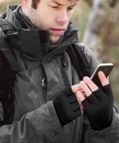 LADES Fingerless Gloves - Thermal Winter Gloves Warm Knitted Half Finger Gloves Mittens for Men Typing Driving Working Black 17 71rkSzckvAL