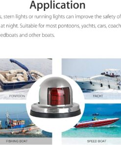 LED Boat Navigation Lights, 12V IP65 Waterproof Signal Lamp Red Green LED Navigation Warning Light for Boat Pontoon Yacht Skeeter-Stainless Steel Shell Green,Red 13 71rkaV7lnxL