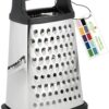 Professional Cheese Grater - Stainless Steel, XL Size, 4 Sides - Perfect Box Grater for Parmesan Cheese, Vegetables, Ginger - Dishwasher Safe - Black 54 71rmWBZkUYL