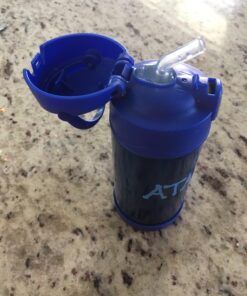 THERMOS FUNTAINER 12 Ounce Stainless Steel Vacuum Insulated Kids Straw Bottle, Blue Solid Color 45 71rmfo1umNL