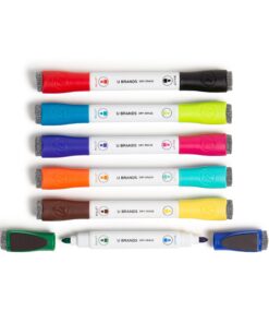 Alternative view of U Brands Low Odor Magnetic Double Ended Dry Erase Markers With Erasers, Bullet Tip, Assorted Colors, 6-Count 6 Count (Pack of 1)