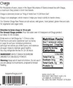 Sayan Siberian Raw Coarse Chaga Powder 4 Oz (113g) Wild Harvested Mushroom Tea, Powerful Adaptogen Antioxidant Supplement for Immune System and Digestive Health Chaga Coarse Powder 4 Ounce (Pack of 1) 20 71rnfiTK1vL