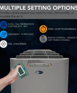Whynter ARC-131GD 13,000 BTU (6,345 BTU SACC) Dual Hose Cooling Portable Air Conditioner, Dehumidifier, and Fan plus Storage bag for, up to 420 sq ft in Grey Cooling Only 28 71rqDbntoxL