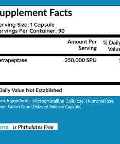 iSerra 250,000 SPU Serrapeptase Enzyme - 90 Maximum Strength Capsules - Up to 12x More Potent Than Other Serrapaptase - Delayed Release Technology-High Potency Non-GMO, Gluten Free, Vegan (Pack of 1) 90 Count (Pack of 1) 19 71rsKg7mlAL