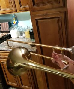 Mendini by Cecilio Trombone Kit - Bb Tenor Brass Instruments for Kids, Beginners w/Case & Gloves Gold + Tuner 32 71ru5IQC sL