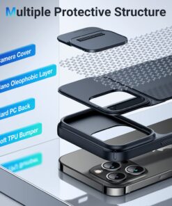 Simtect Designed for iPhone 14 Pro Max Case with Sliding Camera Cover, Shockproof & Mil-Grade Protective Phone Case for iPhone 14 Pro Max 6.7"- Black 1. Space Black 63 71ru5NOPAbL