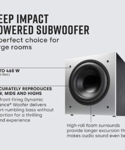 Polk Audio PSW505 12" Powered Subwoofer - Deep Bass Impact & Distortion-Free Sound, Up to 460 Watts, Easy Integration with Home Theater Systems, BLACK 38 71rueETlapL 1