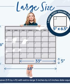 Large Dry Erase Calendar for Wall | Large Wall Calendar Dry Erase Monthly | 1M 17x26, 24x36, 36x48, & 3M 40x17 | Dry Erase Calendar Board for Wall | Whiteboard Calendar | Calendar Whiteboard | White Large (36" * 48") 23 71rv9Q65NaL